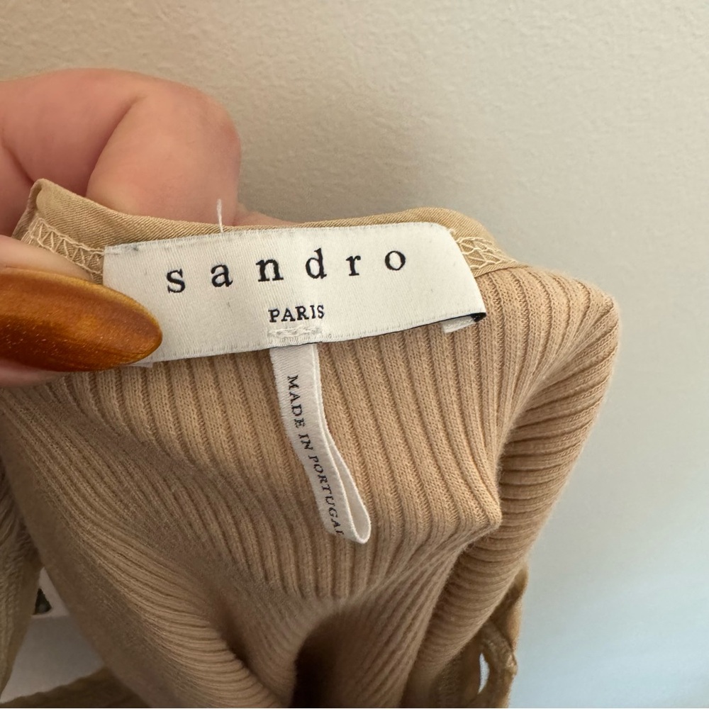 Sandro Ribbed Tank Top Beige - Picture 3 of 6